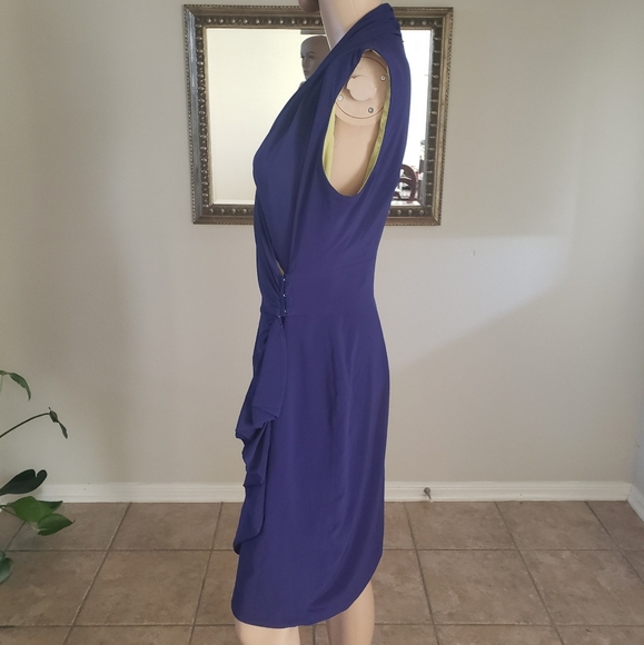 Nine West 8 chiffon wrap dress gathered and draped feels like butter decadent - Picture 4 of 14